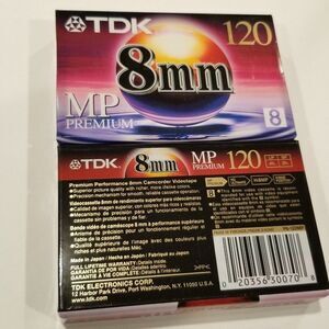 Vintage TDK P6-120MP 8mm 120 Minute Premium Camcorder Video Tapes Lot 2 New